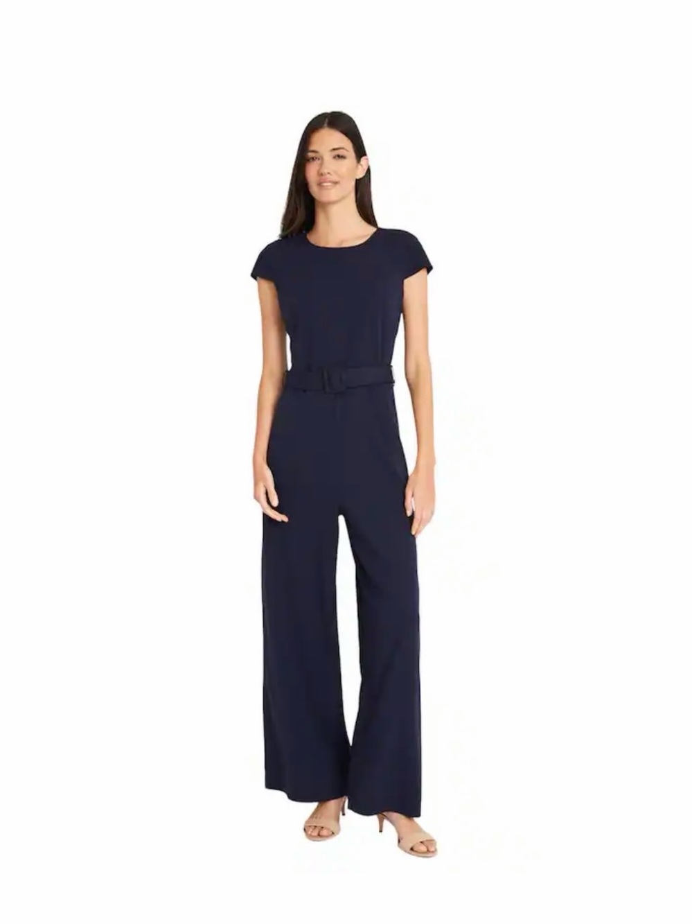 Maggy London Royal Blue Cap Sleeve Belted Jumpsuit